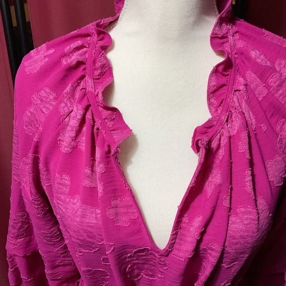 Pioneer Woman hot pink tiered high low dress Small - Picture 4 of 7